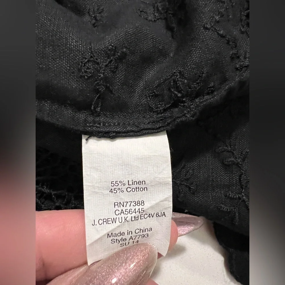 J Crew Womens Embroidered Scallop Dress Fitted Linen Cotton Size 0